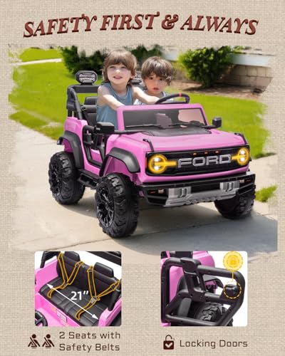 24V Ride on Car for Big Kids, 2 Seater with Remote Control, 4-Wheeler Suspension, 3 Speeds, LED Lights D981
