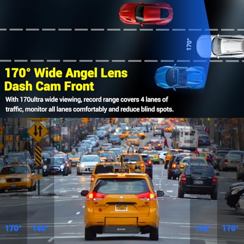 Dash Cam 1080P FHD with 32GB Card, Night Vision, 170° Wide Angle V8397