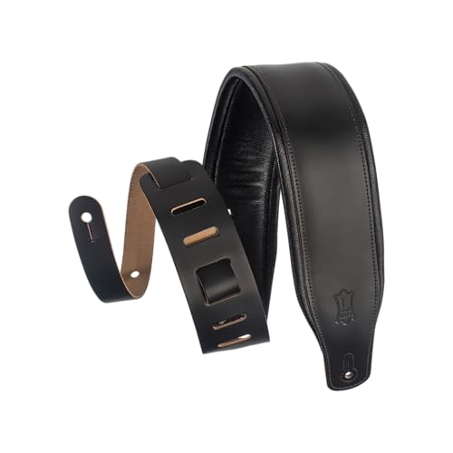 3" Wide Leather Guitar Strap with Foam Padding, Black O895