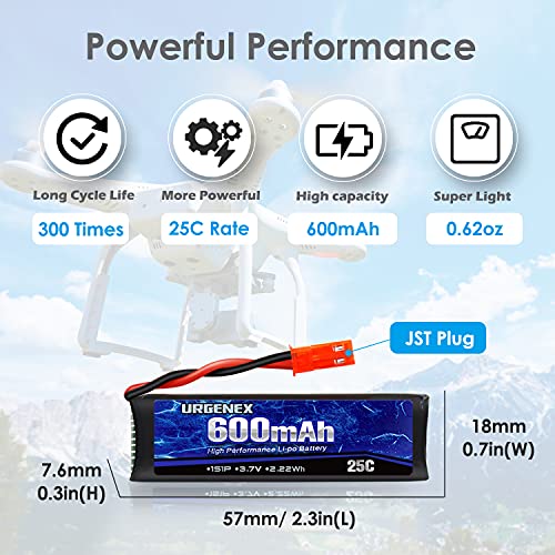 3.7V 600mAh Lipo Battery with JST Plug for RC Drone Quadcopter B963112