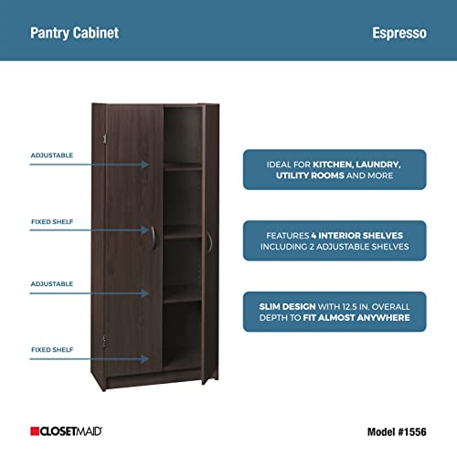 Pantry Cabinet with 2 Doors and Adjustable Shelves, White F51204