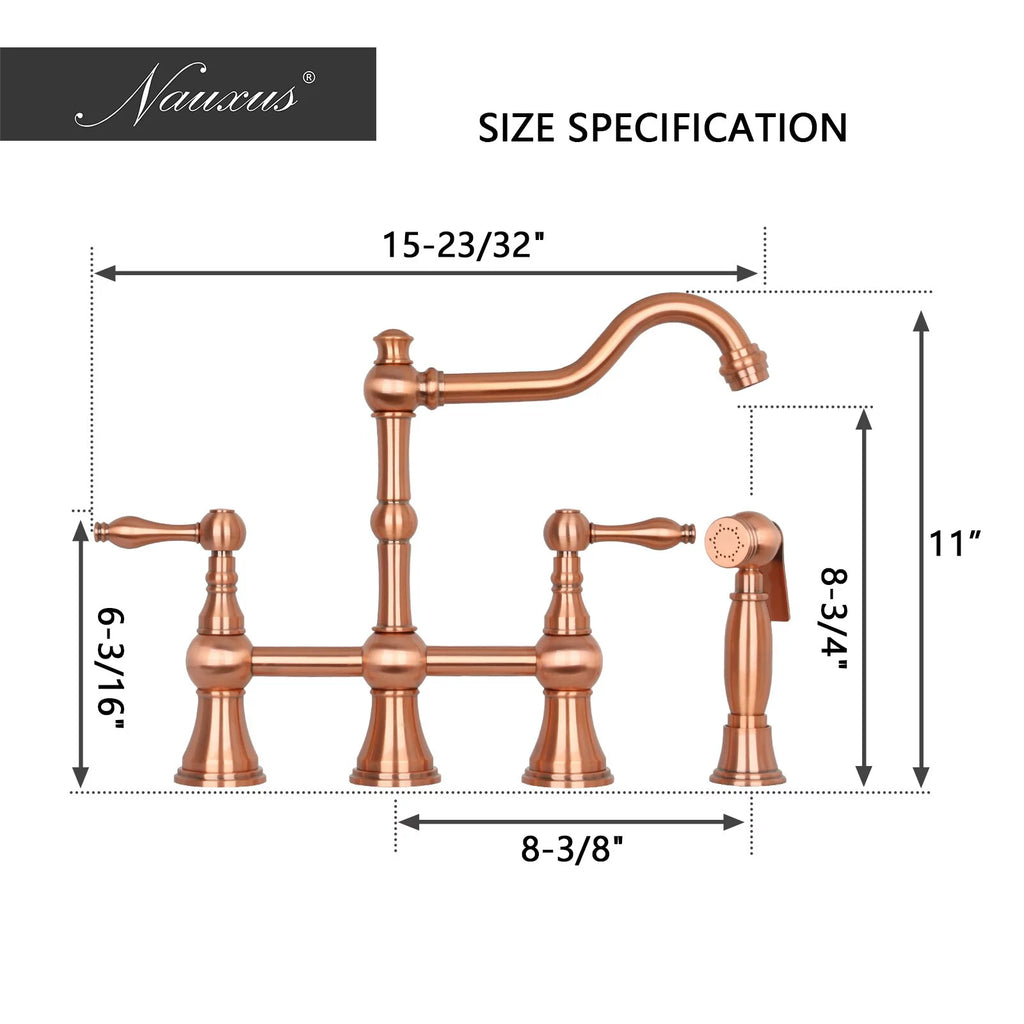 Copper Bridge Kitchen Faucet with Side Sprayer M57899