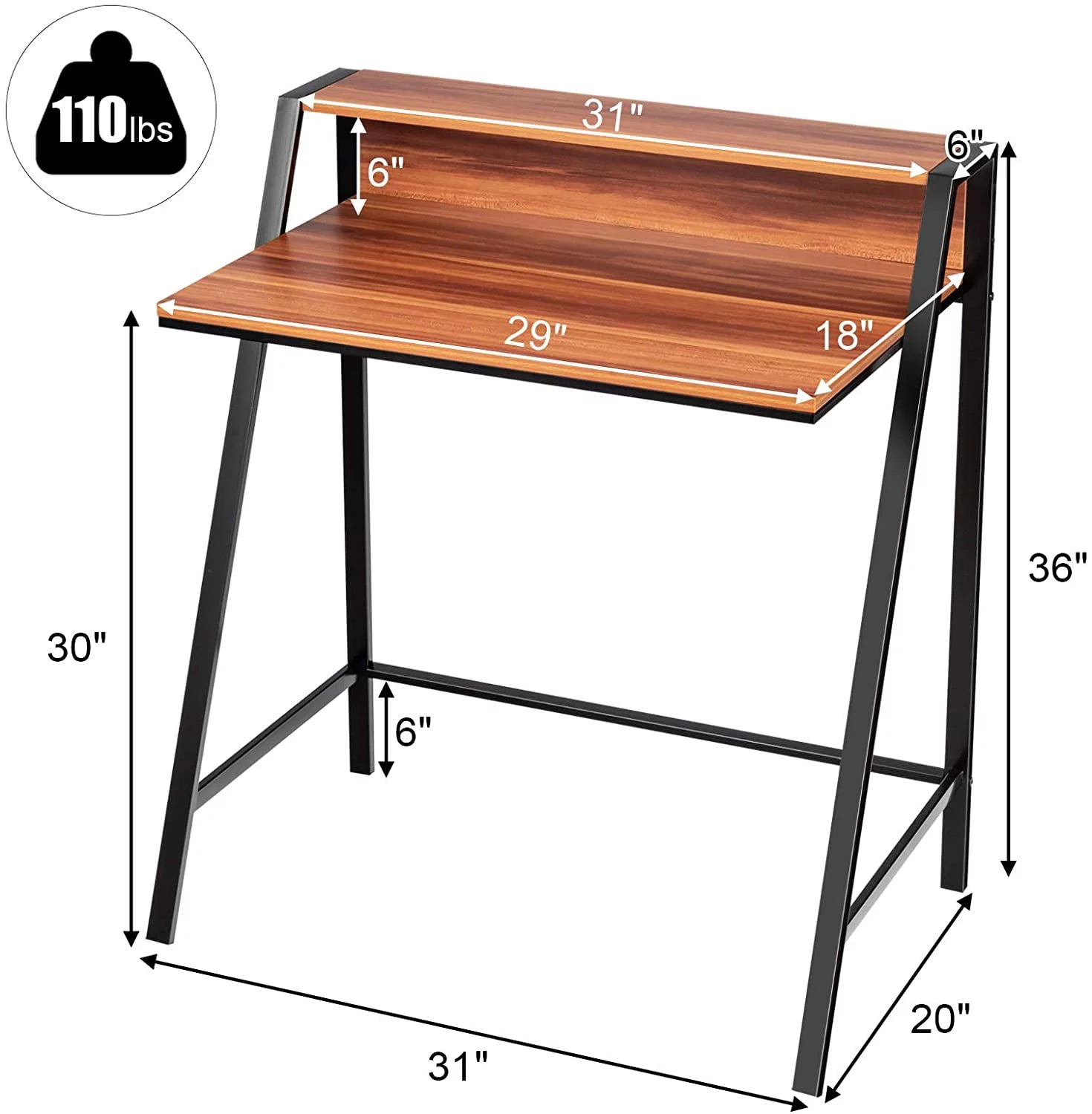 Compact Home Office Desk with Sturdy Frame for Small Spaces F519655