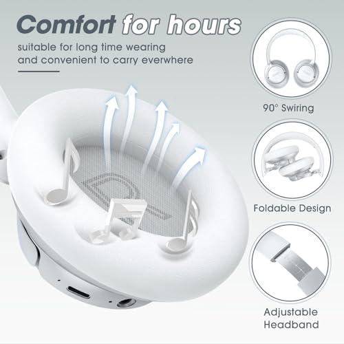 Hybrid Active Noise Cancelling Headphones with Transparent Mode, 70H Playtime, Bluetooth, Deep Bass Y40933
