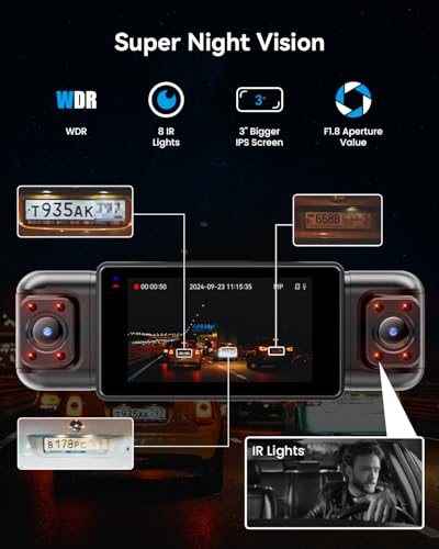 4 Channel Dash Cam 360° View, 1080P Front and Rear Inside, Left Right, Night Vision, 5G WiFi & APP Control S90144