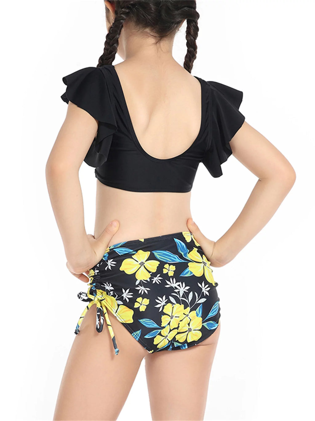 Mommy and Me Swimsuits 2 Piece Bikini Set Print Sleeve Tops with Briefs B695