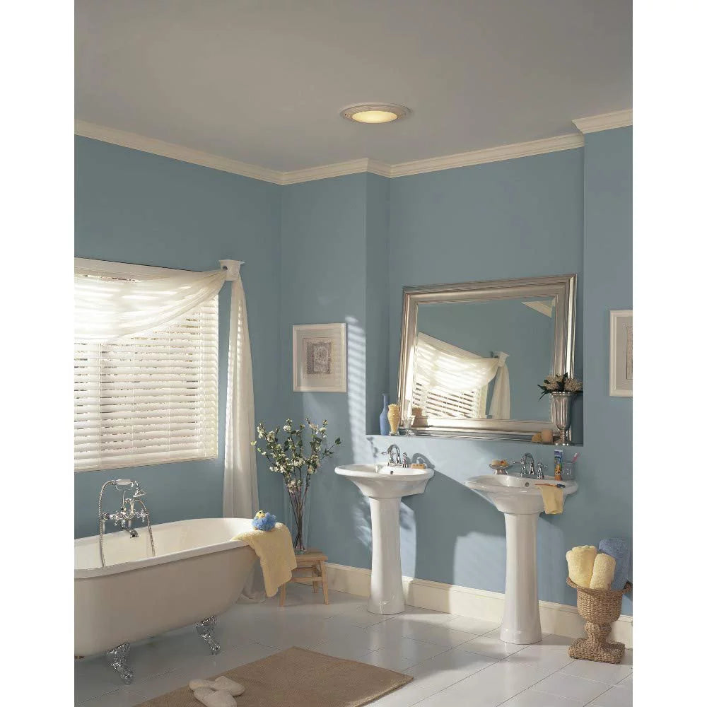 Bathroom Exhaust Fan with Light, White Grille, 100 CFM C46406