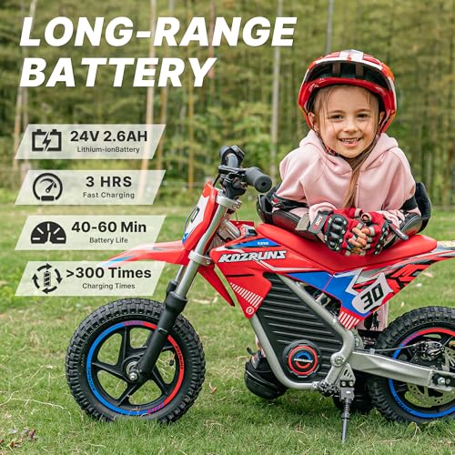 Electric Dirt Bike for Kids Aged 4-8, 350W Brushless Motor, 14'' Off-Road Tires, Blue Y255