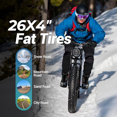 Electric Bike for Adults, 26" Fat Tire, 500W, 25 MPH U9811