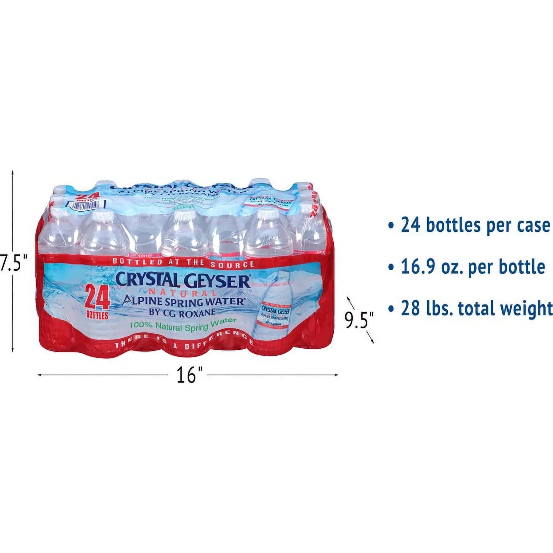 Natural Alpine Spring Water, 16.9 oz Bottle, 24 Pack I83166
