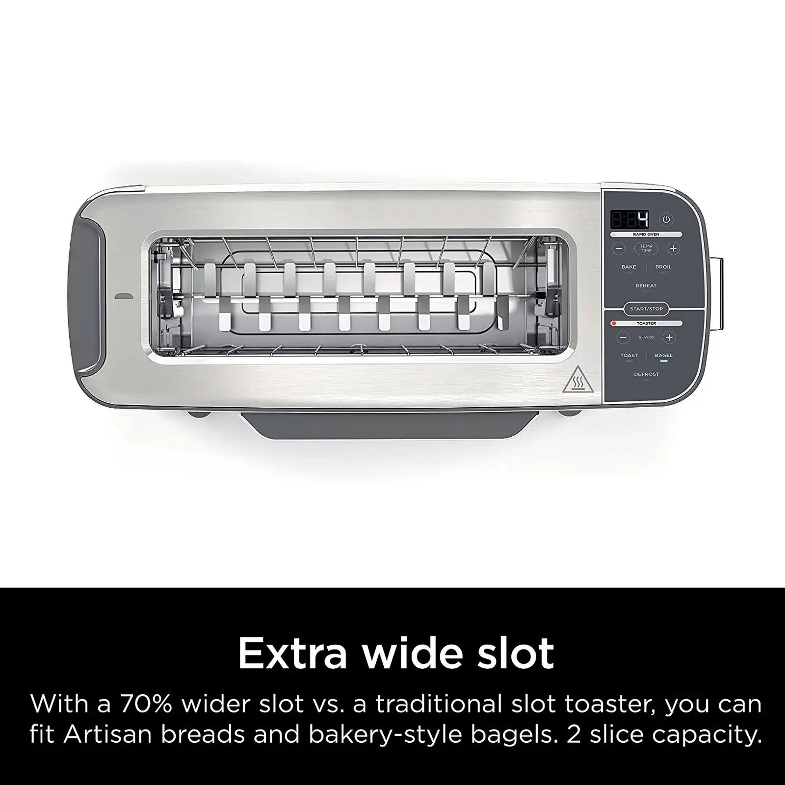 2-in-1 Flip Toaster Oven, Compact 2-Slice, Stainless Steel Y5883