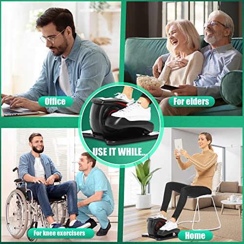 Under Desk Elliptical, Electric Leg Exerciser for Seniors, Portable Seated Foot Pedal with Remote X102