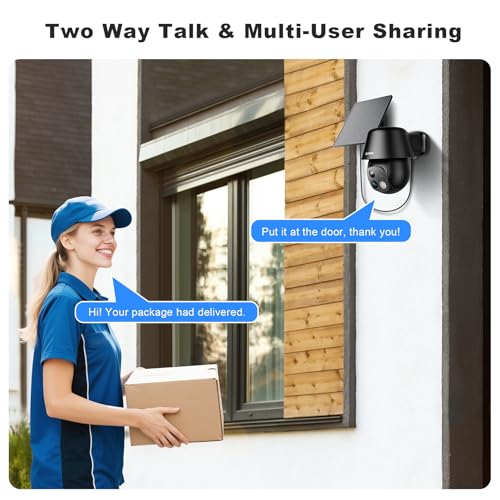 Solar Security Cameras Wireless Outdoor, 2K Pan/Tilt 360° View, AI Motion Detection, Color Night Vision C8536