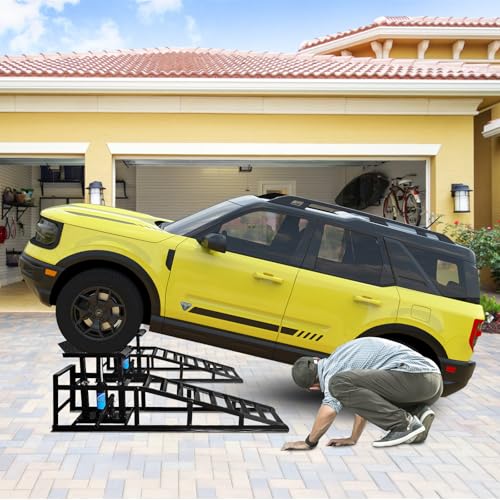 Heavy Duty Steel Hydraulic Car Ramps for Oil Change, 2 Pack I8061