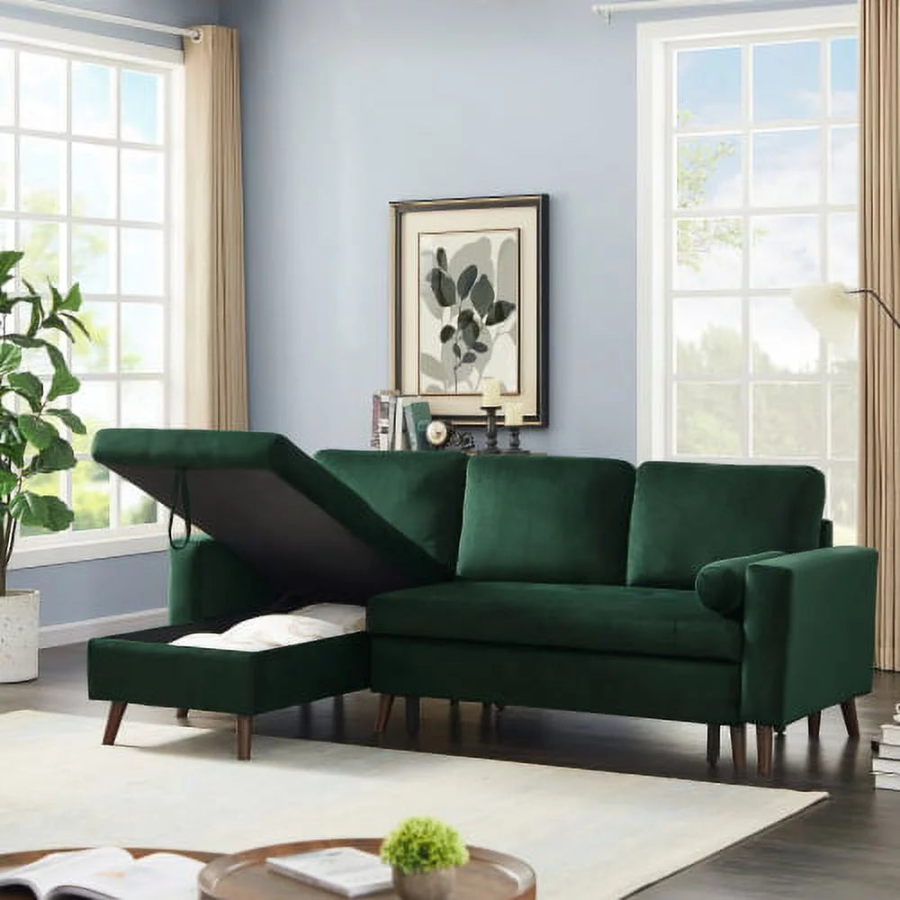 Reversible Pull Out Sleeper Sectional Sofa Bed with Storage Chaise Q784