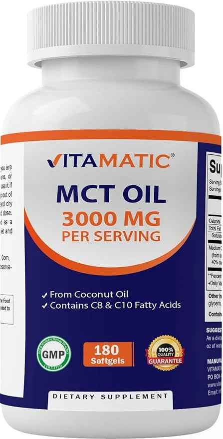 MCT Oil Capsules 3000 mg per Serving, 180 Softgels A410