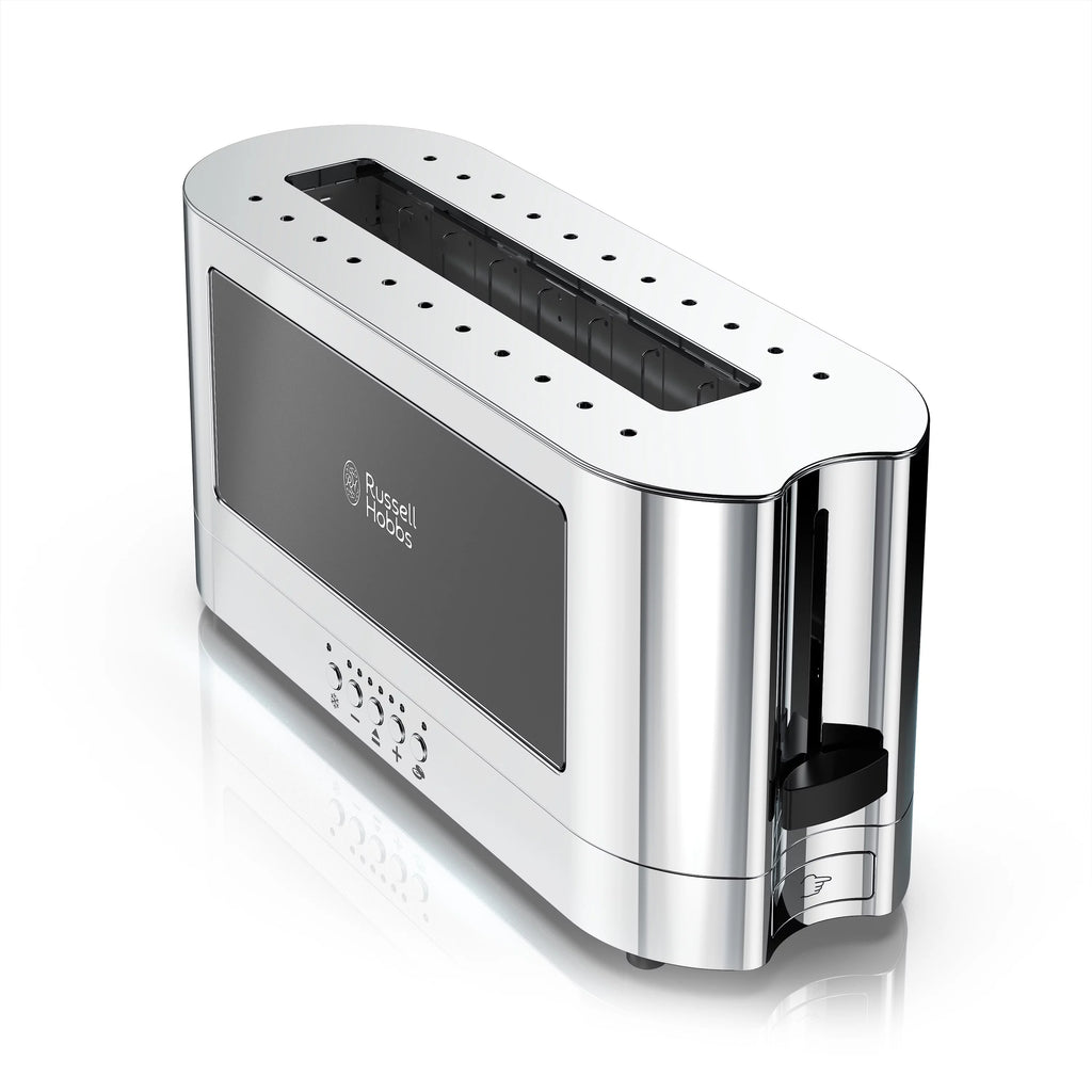 2-Slice Glass Accent Long Toaster, Black & Silver B6610