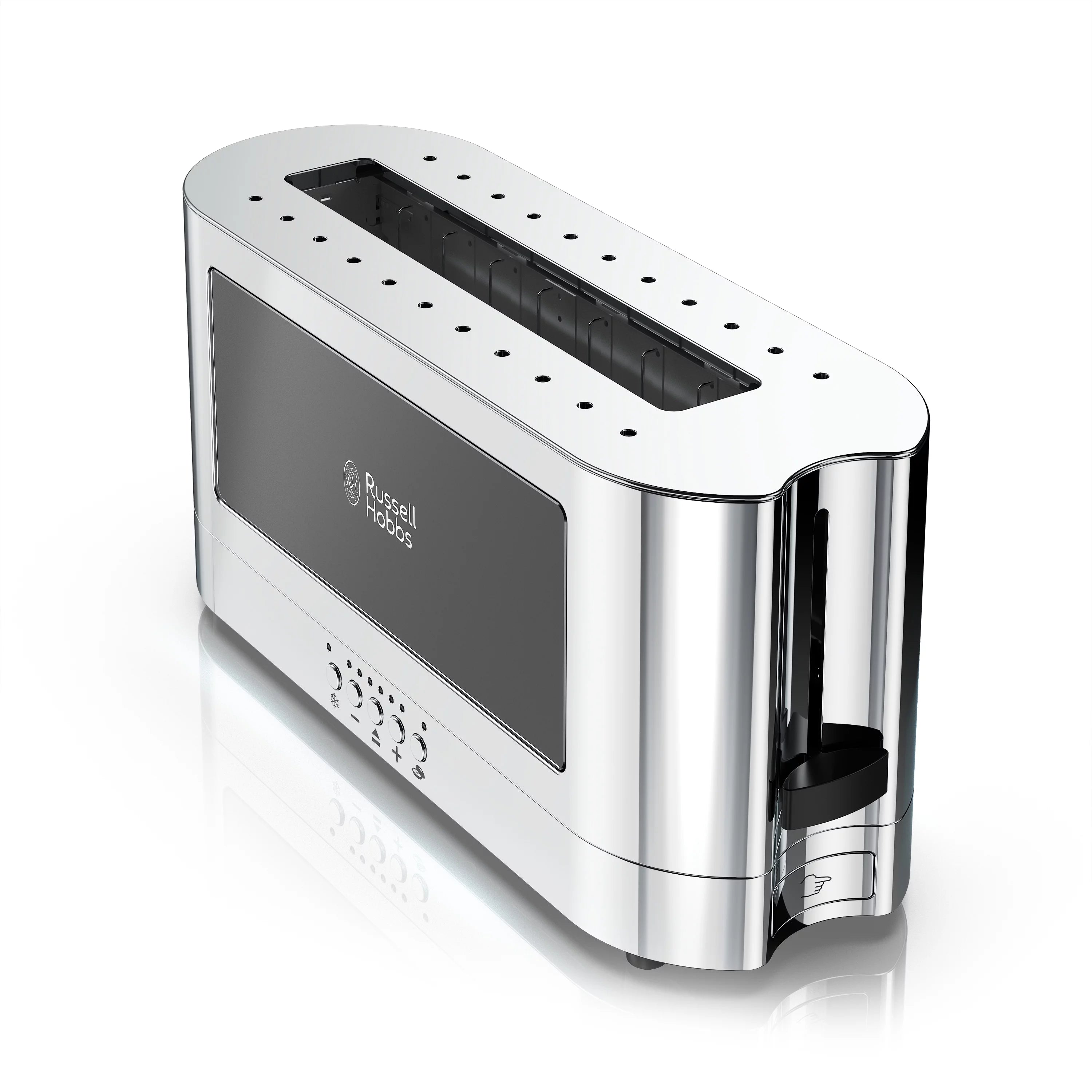 2-Slice Glass Accent Long Toaster, Black & Silver B6610