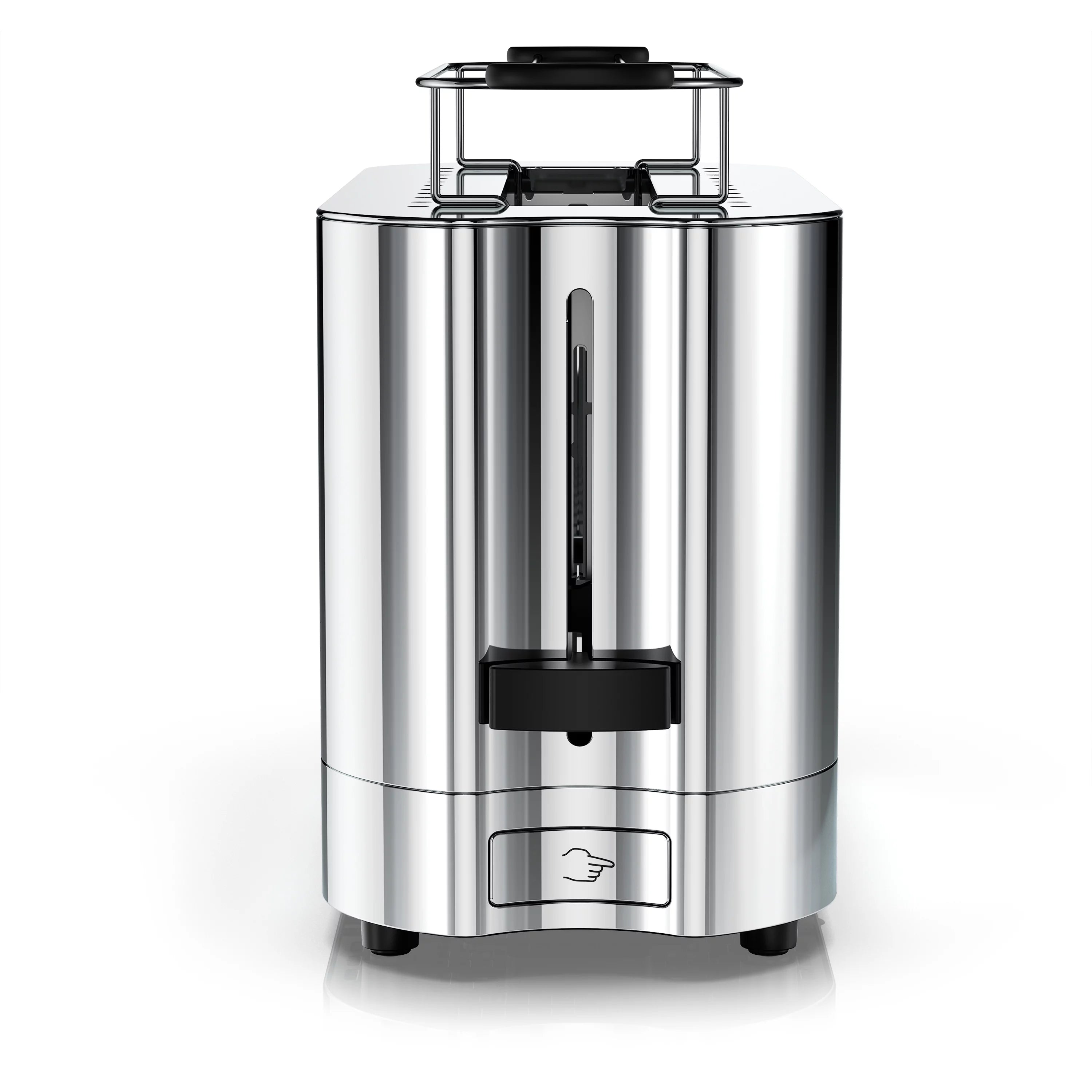 2-Slice Glass Accent Long Toaster, Black & Silver B6610