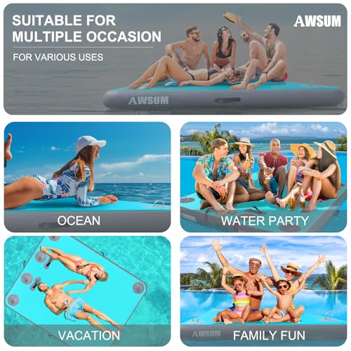 Inflatable Floating Dock Platform with Non-Slip Surface for Pool Beach Ocean B86969