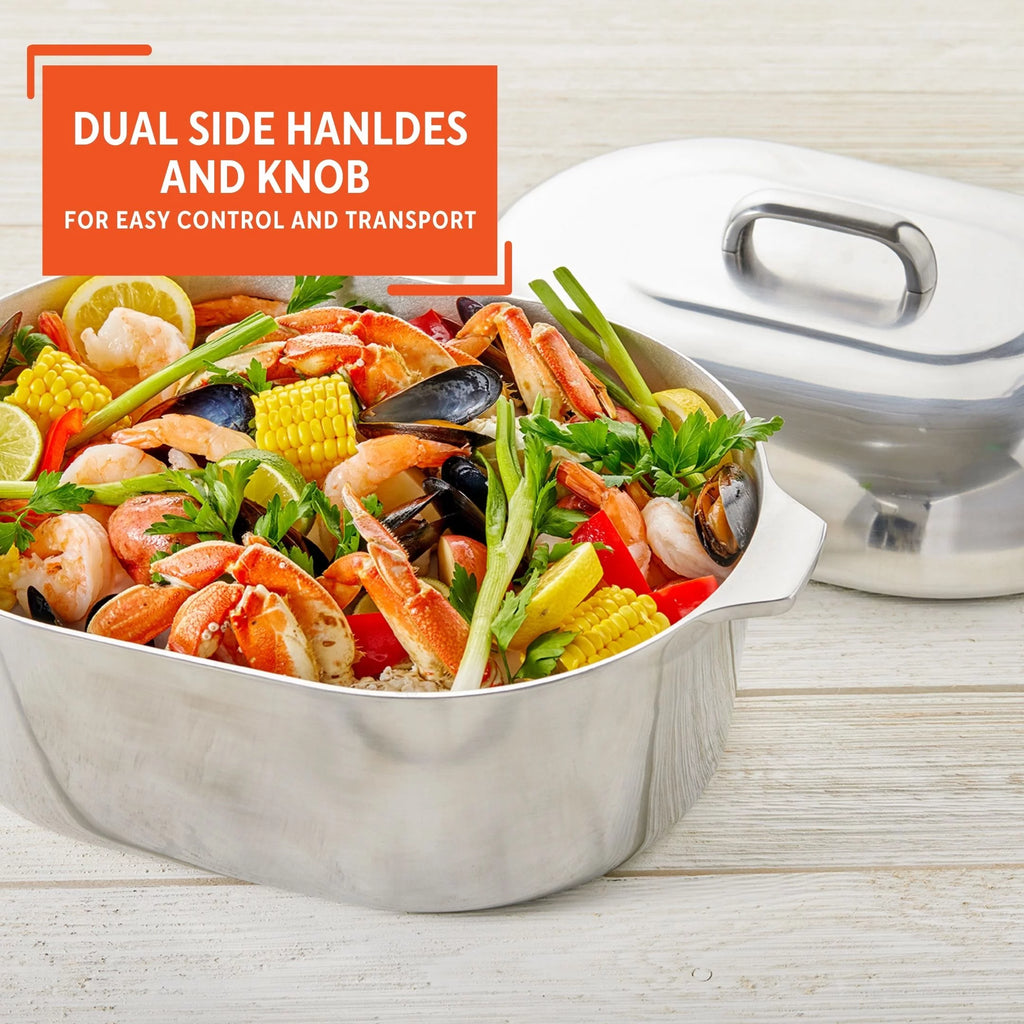Cast Aluminum Oval Roaster Pan with Lid and Roasting Tray Y649767