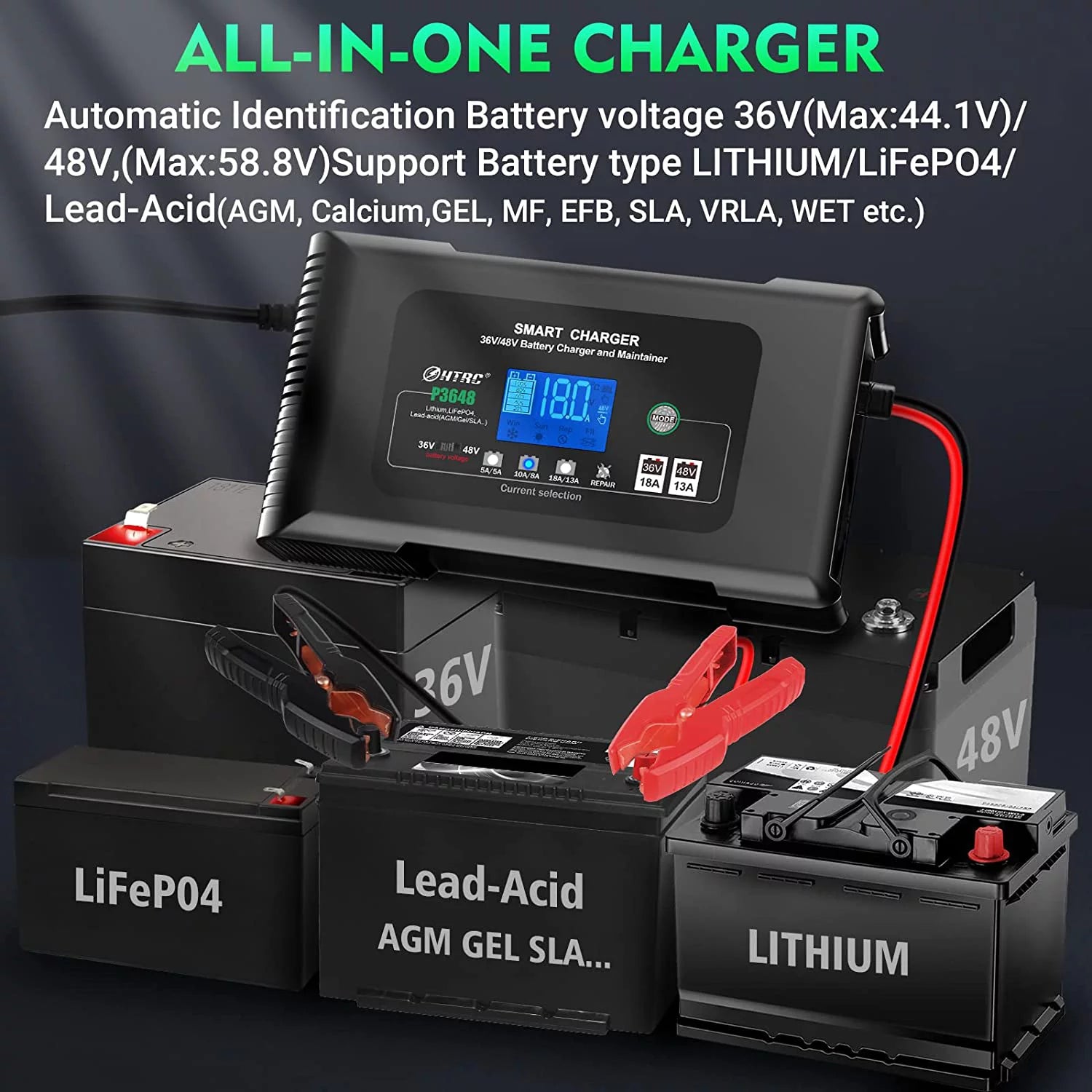 36V/48V Golf Cart Charger 18-Amp Smart Charger F5265