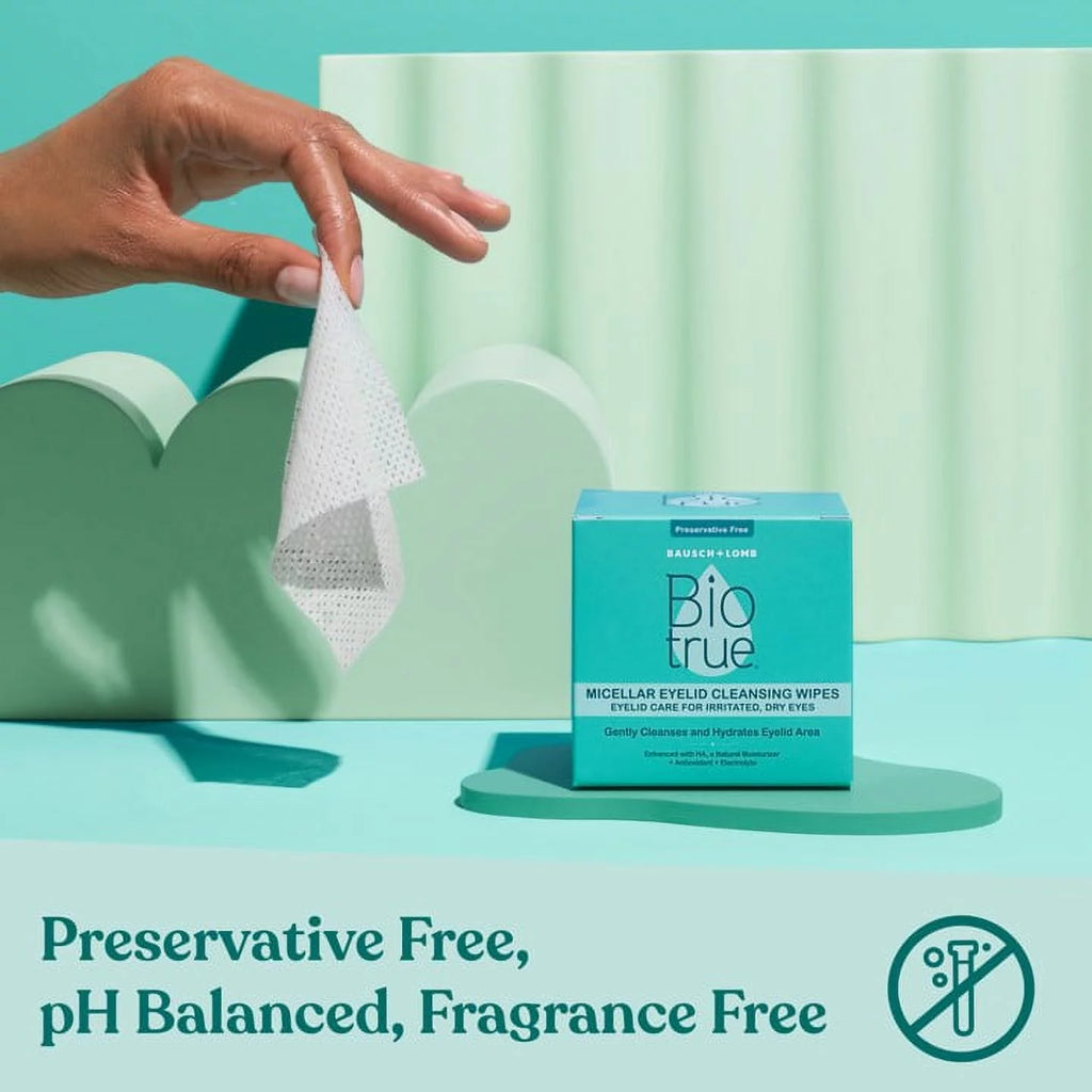Micellar Eyelid Cleansing Wipes for Irritated and Dry Eyes, Preservative Free, 30 Count D21382