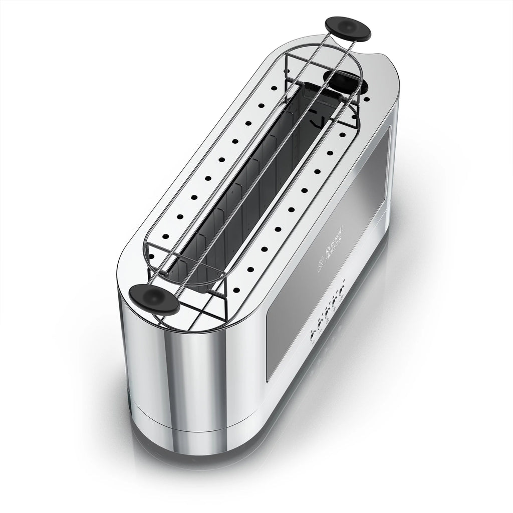 2-Slice Glass Accent Long Toaster, Black & Silver B6610