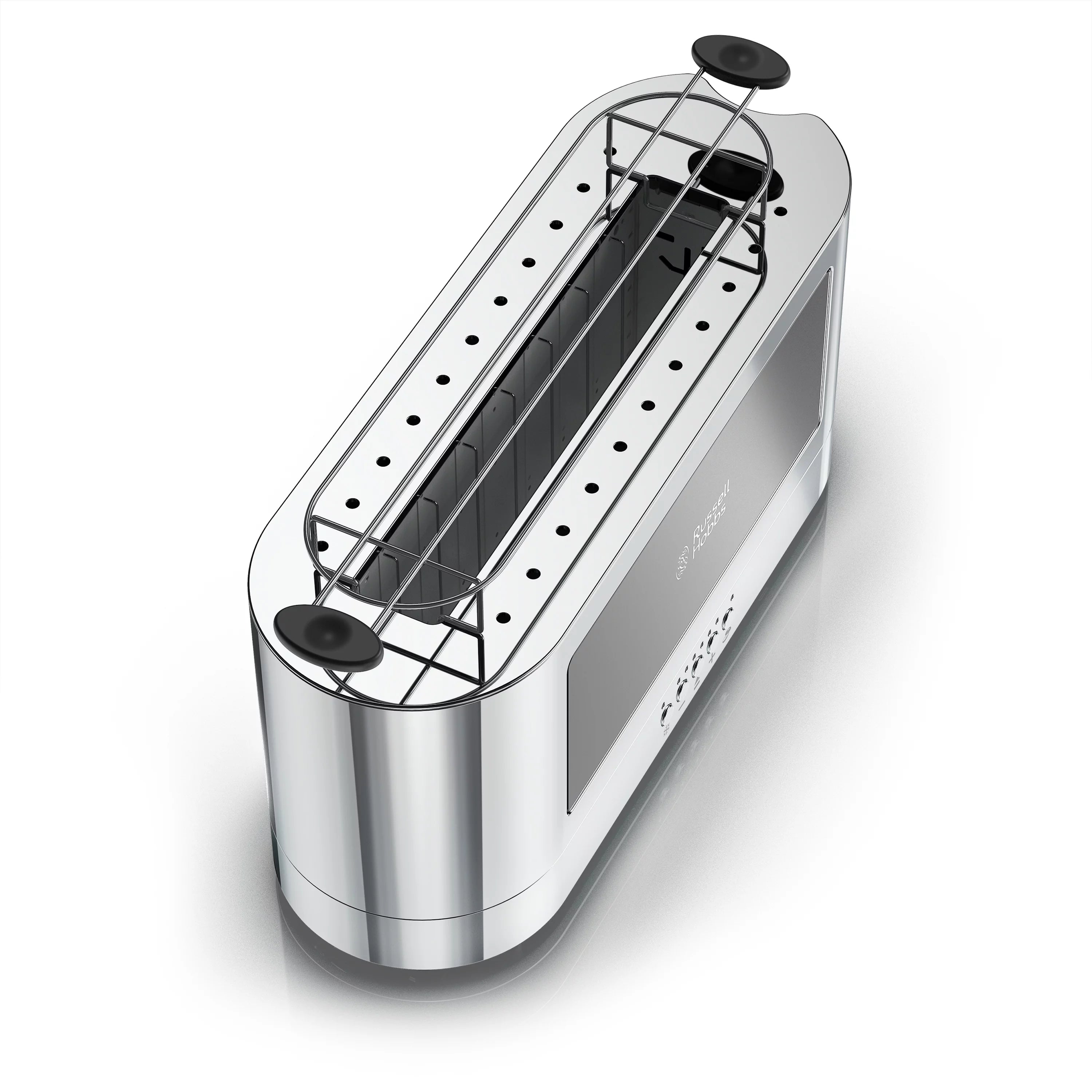 2-Slice Glass Accent Long Toaster, Black & Silver B6610
