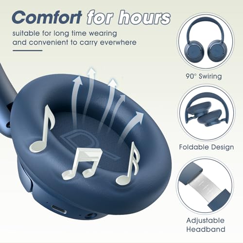 Hybrid Active Noise Cancelling Headphones with Transparent Mode, 70H Playtime, Bluetooth, Deep Bass Y40933