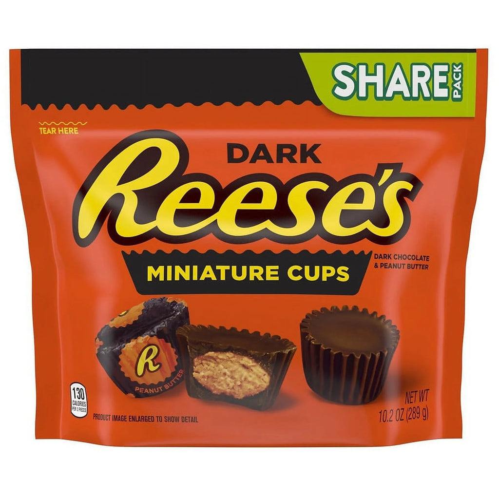 Reese's Miniatures, Cups Candy, Individually Wrapped, Share Pack Dark Chocolate Peanut Butter10.2oz Pack of 2