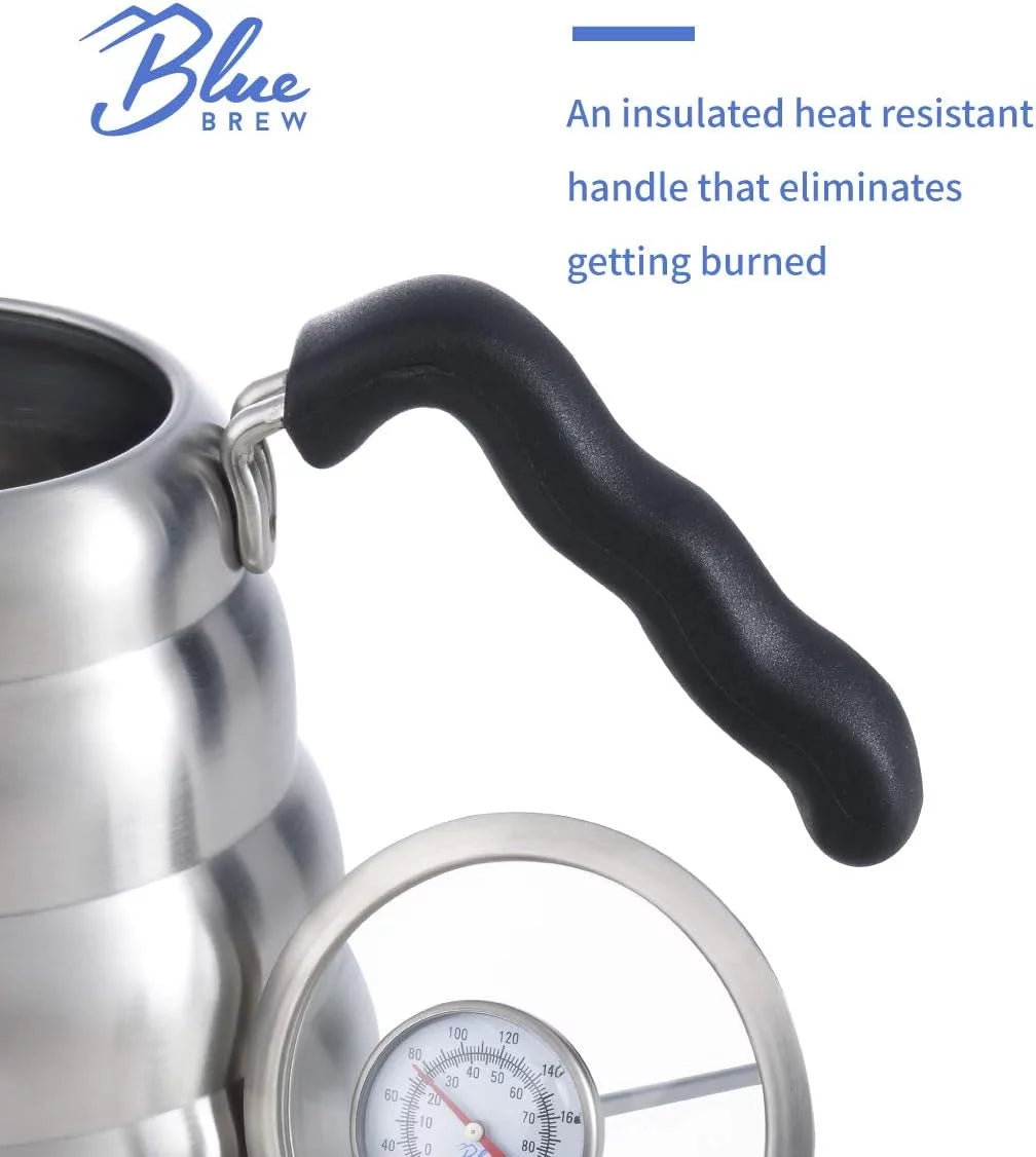 Gooseneck Kettle with Thermometer, 40 oz Stainless Steel for Coffee and Tea K773