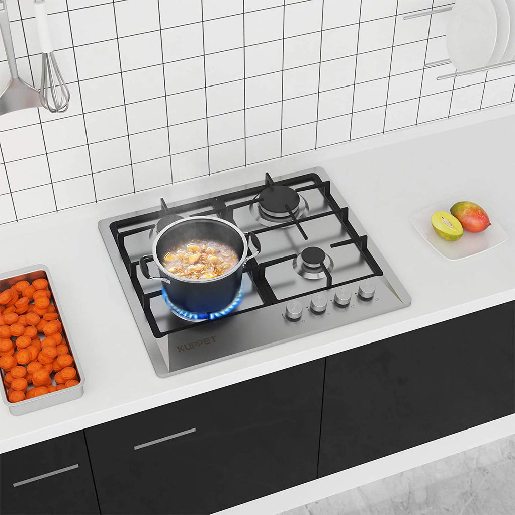 24 Inch Gas Cooktop with 4 Sealed Burners, Stainless Steel, NG/LPG Convertible B691160
