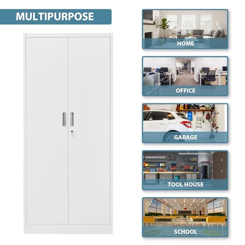 Metal Storage Cabinet with Adjustable Shelves, White M995185