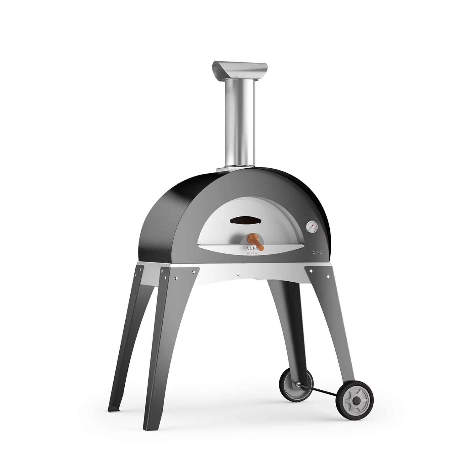 Alfa Ciao M 27" Wood Fired Pizza Oven on Base, Silver Gray
