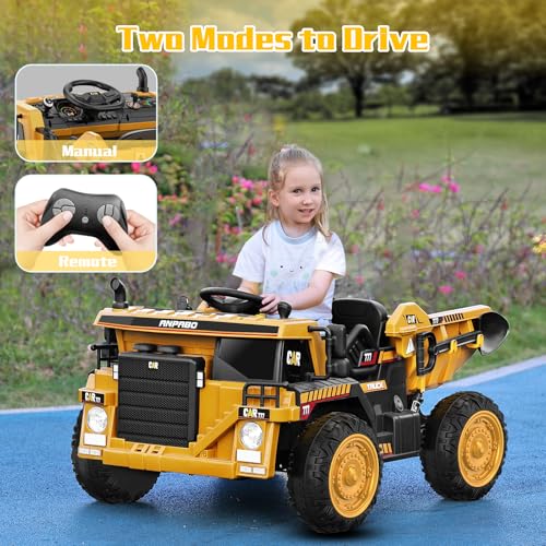 Ride on Dump Truck with Remote Control, Electric Dump Bed and Music Player R901810
