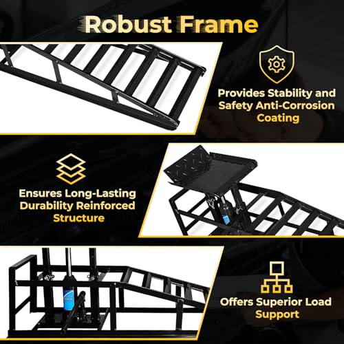 Heavy Duty Steel Hydraulic Car Ramps for Oil Change, 2 Pack I8061