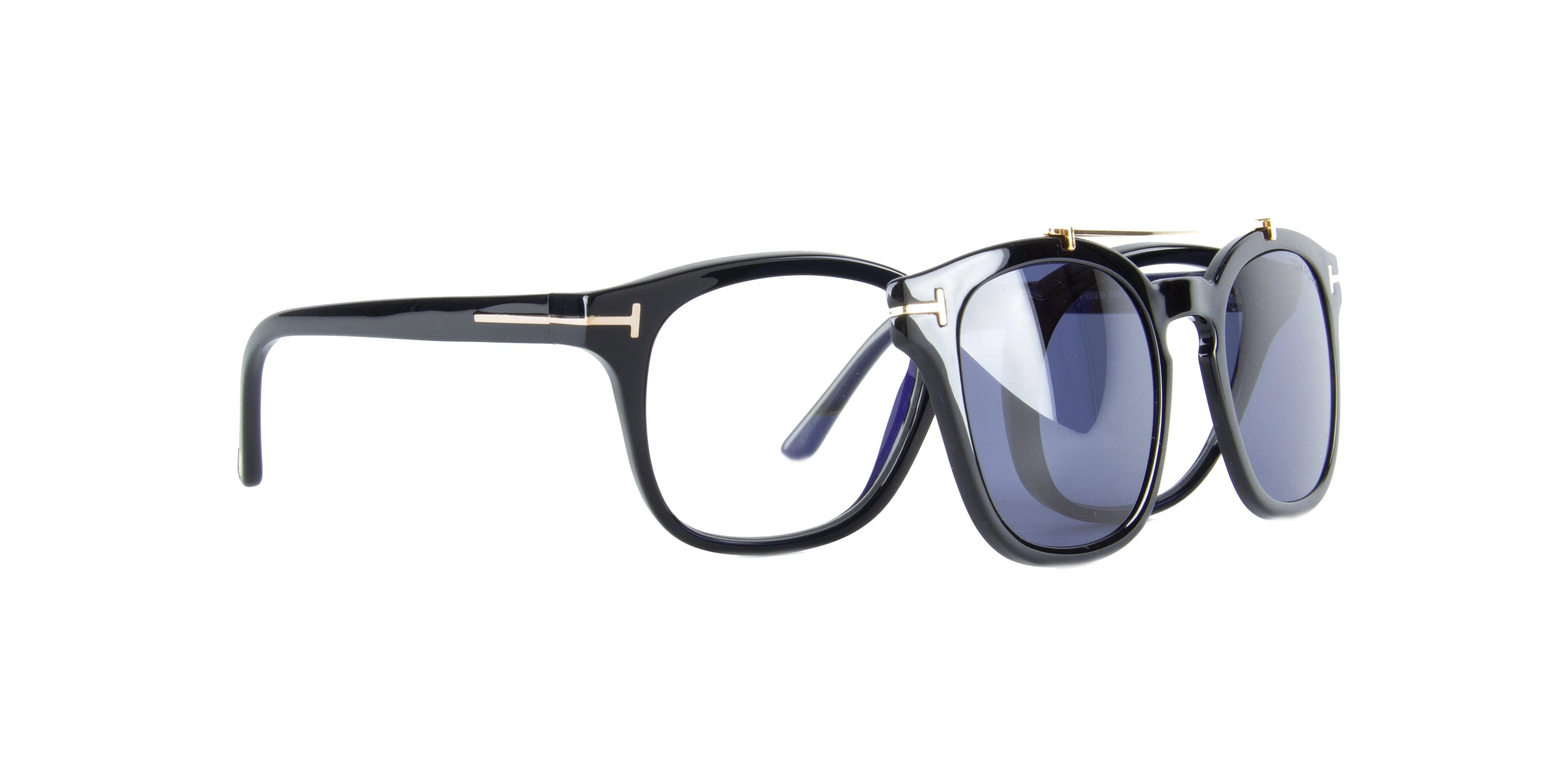 Black Blue Block Eyeglasses with Clip G5537