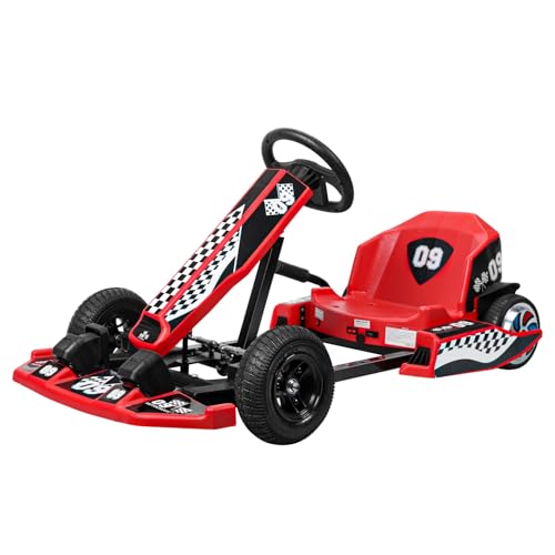 36V Go Kart for Kids, 16 MPH Electric Drift Kart with 350W Motor, Drift/Sport Mode, Length Adjustment, Outdoor Ride on Toy for Teens 8-12 Years Old Black US Plug
