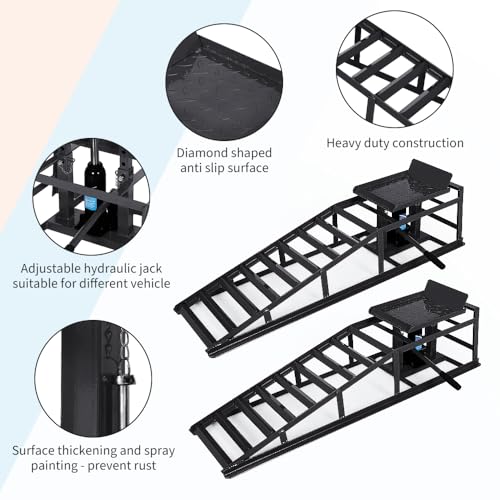 Hydraulic Car and Truck Service Ramps, 5 Ton Capacity, Adjustable Height M5181