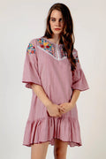 Zara Striped Embroidered Yoke Cotton Summer Dress Red White New Size Small New