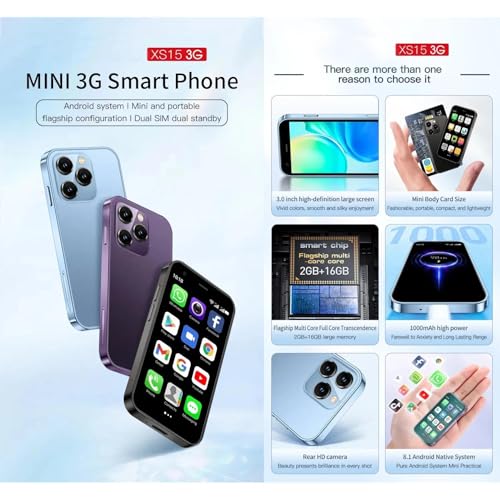 Mini Smartphone 3.0 Inch Unlocked 3G Dual SIM Mobile Phone (Purple) H48606