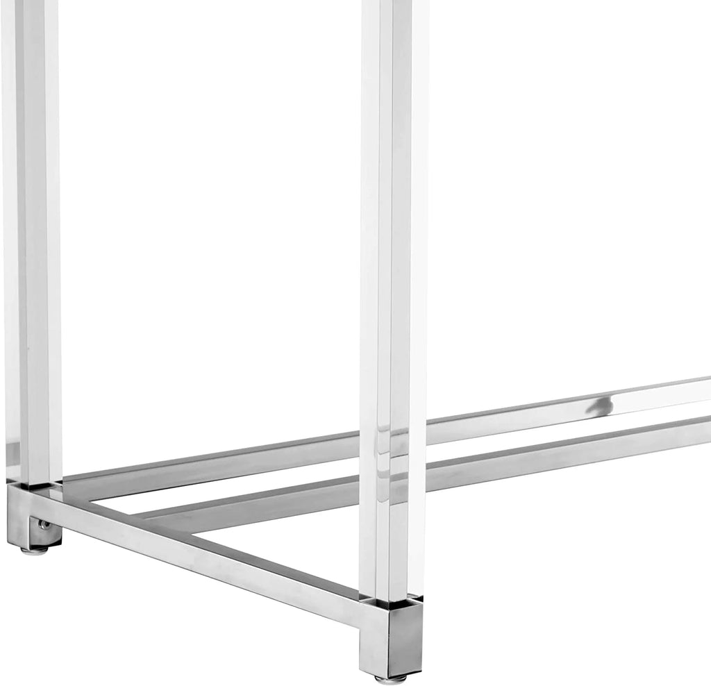 High Gloss 2 Drawers Writing Desk with Acrylic Legs and Chrome Base O46379