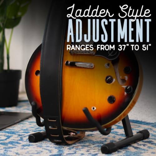 3" Wide Leather Guitar Strap with Foam Padding, Black O895
