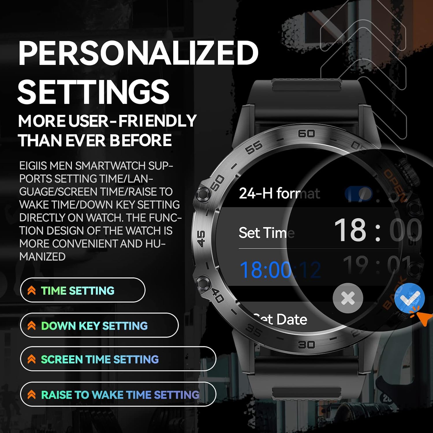Rugged Tactical Smart Watch with HD Screen, Heart Rate Monitor, Fitness Tracker C8438