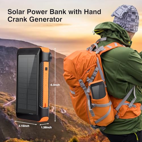 Solar Power Bank 20000mAh with Hand Crank, 4 Cables, and LED Flashlight S6880