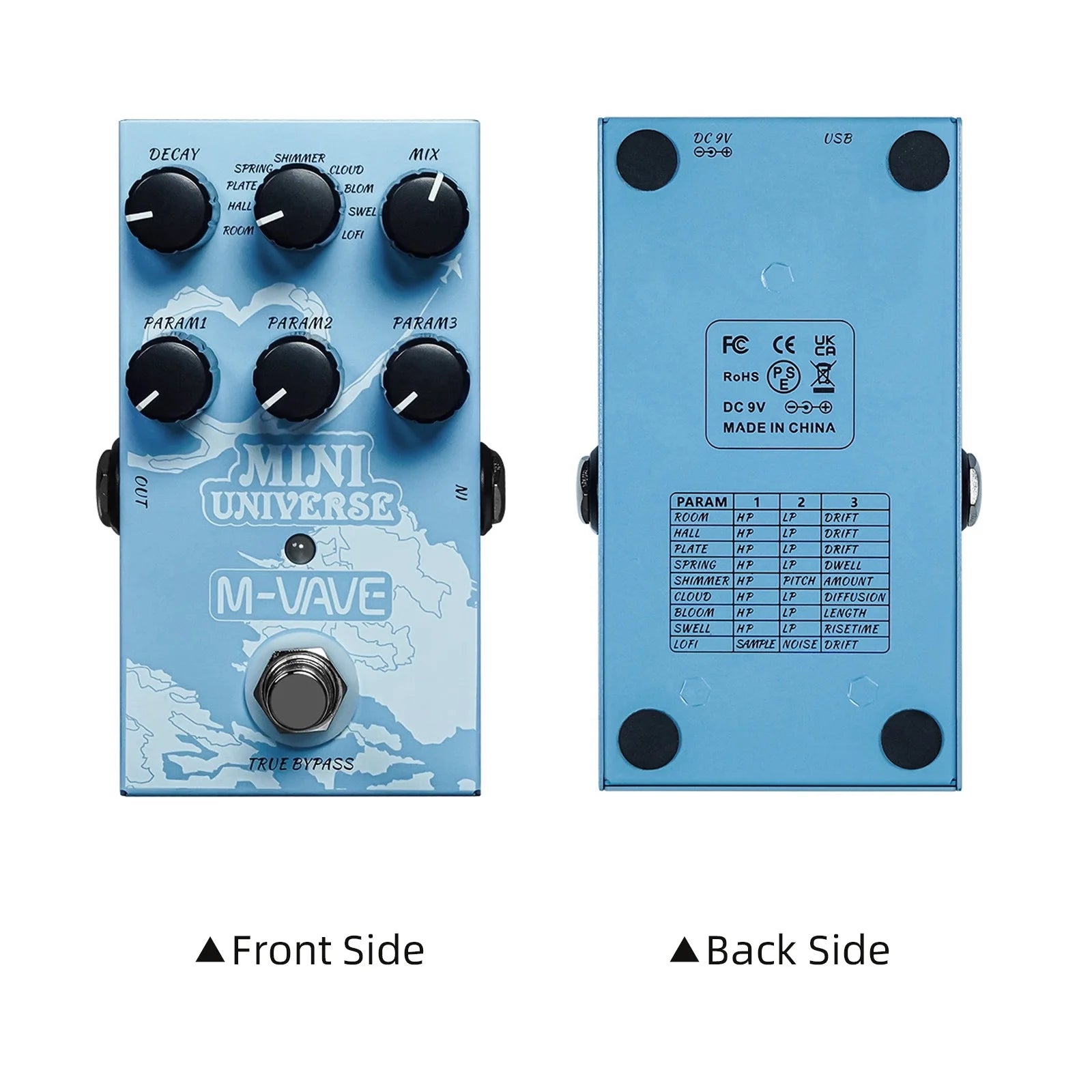 Guitar Effect Pedal 9 Mode Reverb for Guitar Bass M15601