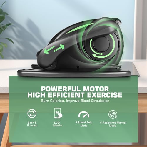 Under Desk Elliptical, Electric Leg Exerciser for Seniors, Portable Seated Foot Pedal with Remote X102