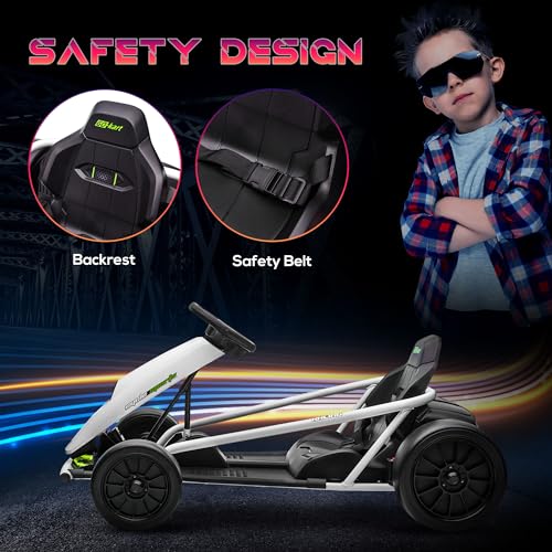 Electric Go Kart Drifting Ride On Toy for Kids 8-12, White C609