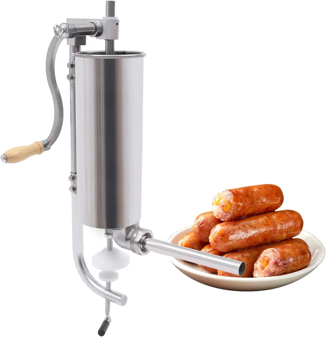 Portable 7lb 3L Manual Sausage Stuffer, 2 Speed Vertical Stainless Steel V304790